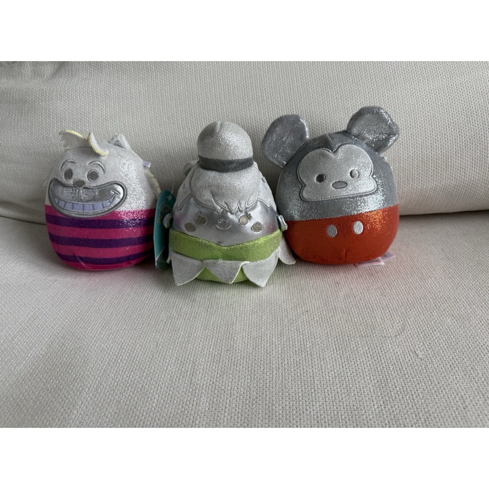 Disney 100 Squishmallows Silver Collection Cheshire TinkerBell Mickey Plush Lot